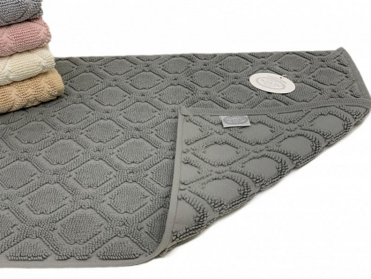 Коврик для ног махровый хлопковый KARVEN KV434 TILE gri 50х80
