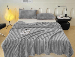 Плед фланелевый CRISTELLE STRIPE PREMIUM серый 150х200