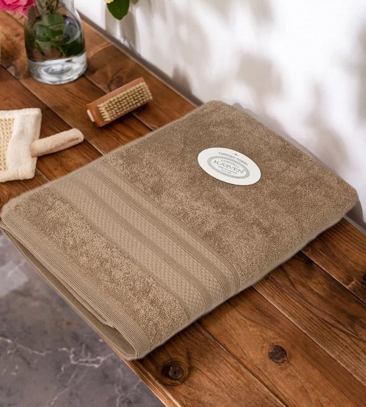 Полотенце махровое хлопковое KARVEN PETEK BORDUR DUZ H5159 LUX COTTON bej1 50х90