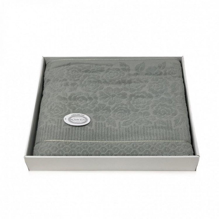 Плед из хлопка махровый KARVEN P959 ROSE V9 зеленый 220х240