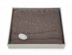 Плед из хлопка махровый KARVEN P959 ROSE V11 темно-лиловый 220х240