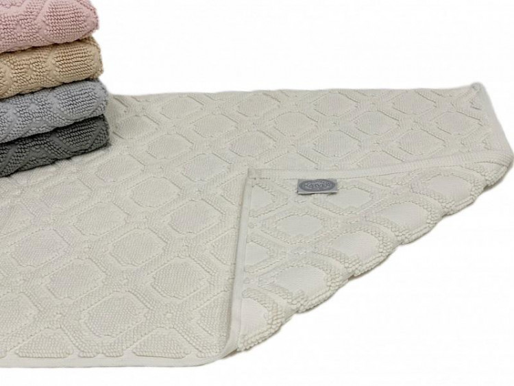Коврик для ног махровый хлопковый KARVEN KV434 TILE krem 50х80