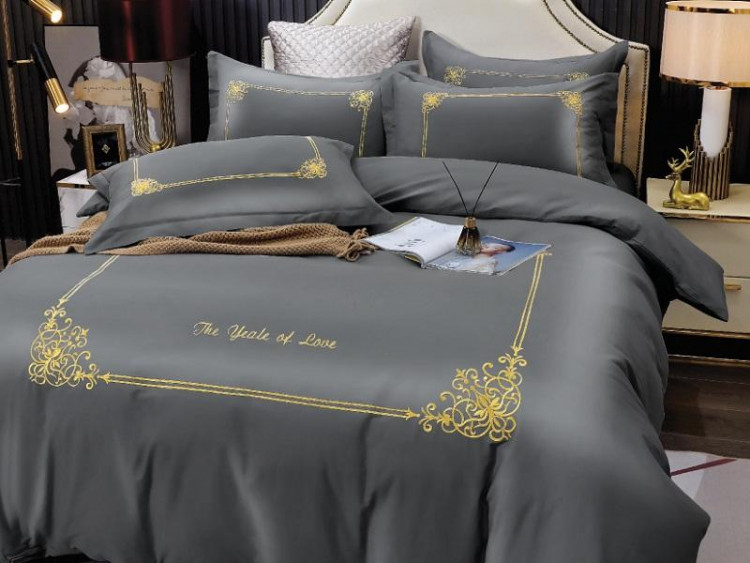 Постельное белье из сатина с вышивкой KARVEN N005-659 50х70 (2шт), 70х70 (2шт) семейное