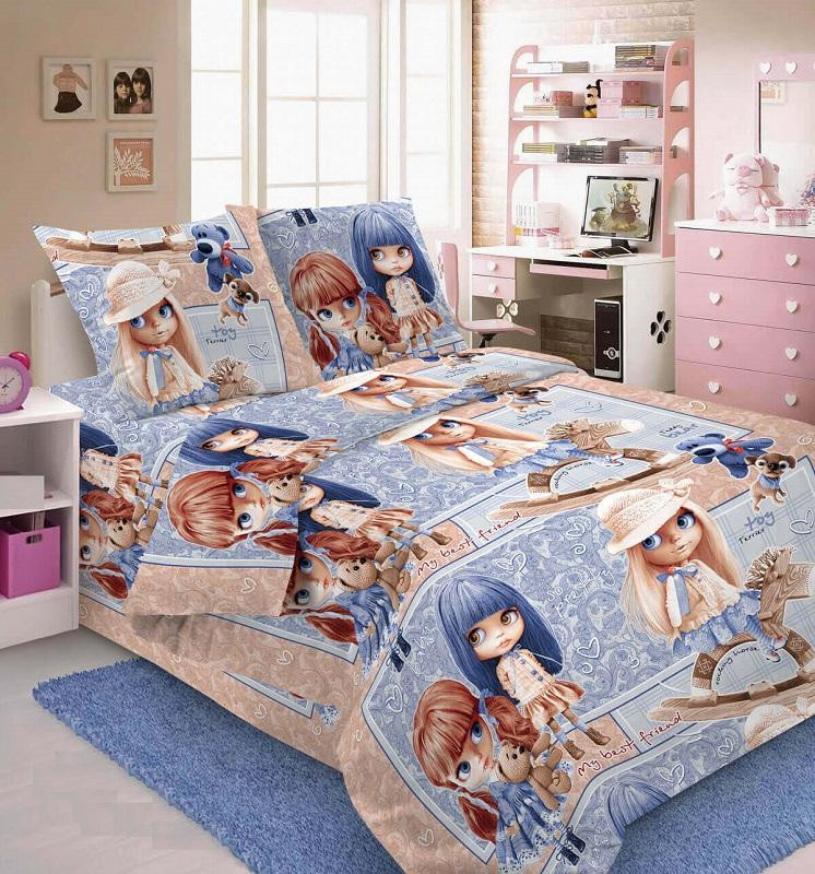 Детское постельное белье из бязи двухстороннее АЛЬВИТЕК ПА-1-ЛУЧШАЯ ПОДРУГА