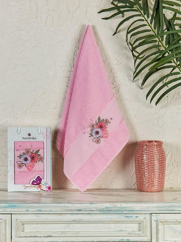 Полотенце махровое DURU розовое 50х90 в коробке