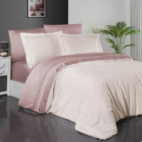 Постельное белье из сатина де люкс KARVEN N045 SERENITY IVORY-PUDRA 50х70 (2шт), 70х70 (2шт) семейное