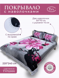 Покрывало из сатина стеганное с вышивкой DIVA AFRODITA PREMIUM 037 ЛИАНА 220х240 с наволочками 50х70 (2шт)