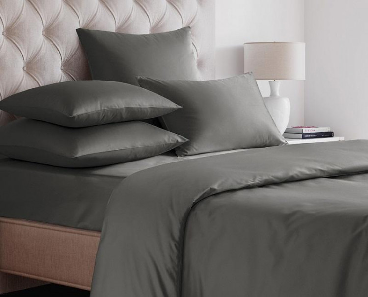 Простыня на резинке из сатина SAILID SL-15-180 графит 180х200х25