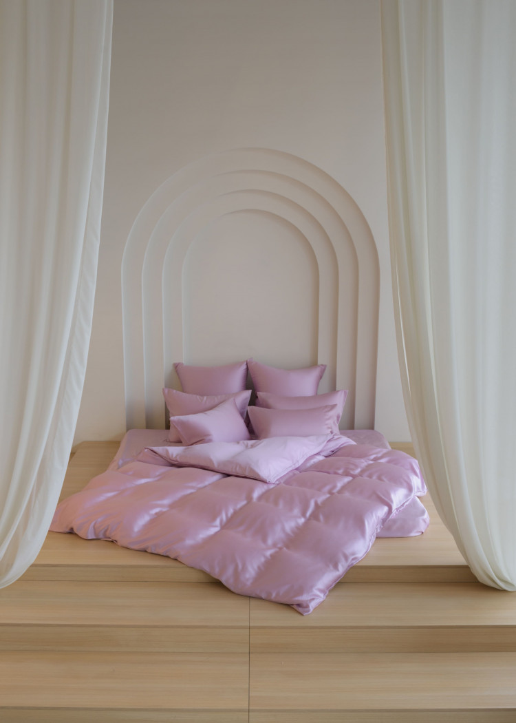 Постельное белье с простыней на резинке 160х200 GERMAN GRASS LILAC BRILLIANT GRASS 70х70 (2шт) семейное