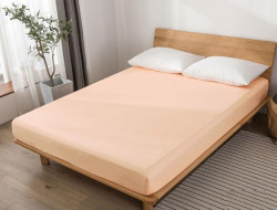 Простыня на резинке из сатина SAILID Q4-200 персиковая 200х200х25