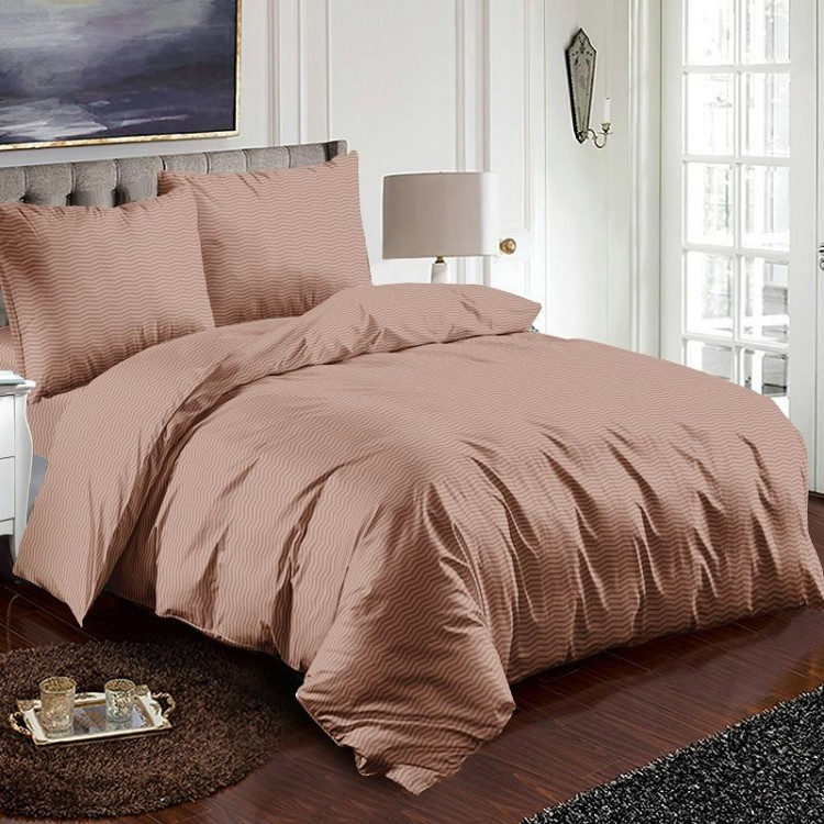 Постельное белье из микросатина TANGO бежевый зигзаг 50х70 (1шт), 70х70 (1шт) 1,5-спальное