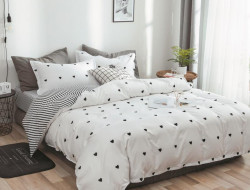 Постельное белье из микросатина TANGO сердечки на белом 70х70 (2шт) семейное