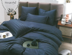 Постельное белье из страйп-сатина ПАНДОРА синяя ночь семейное