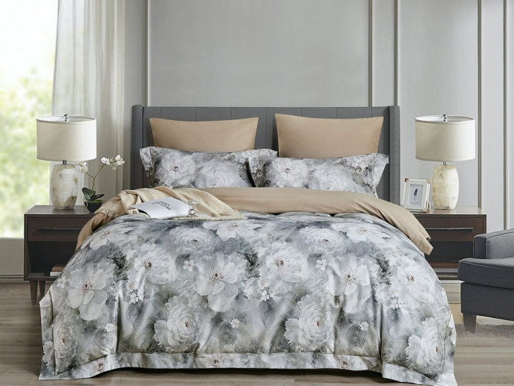 Постельное белье из фланели-люкс ASABELLA Шапки пионов 50х70 (2шт) и 70х70 (2шт) евро