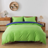 Постельное белье с простыней на резинке из сатина TANGO зеленое-синее евро