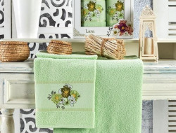 Набор полотенец махровых LARA фисташковый 50х90, 70х140 в коробке