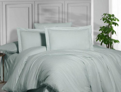 Постельное белье из страйп сатина KARVEN N164-SS-013 MINT ментол 50х70 (2шт), 70х70 (2шт) семейное